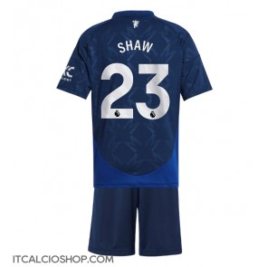 Manchester United Luke Shaw #23 Seconda Maglia Bambino 2024-25 Manica Corta (+ Pantaloni corti)